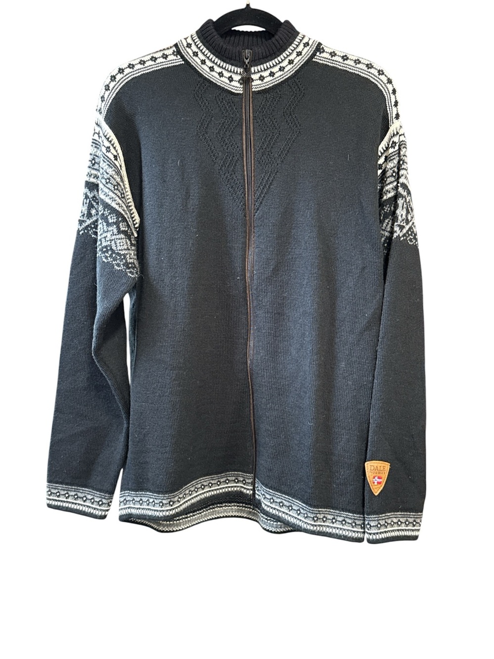 Vintage Dale of Norway Black Zip Front Cardigan